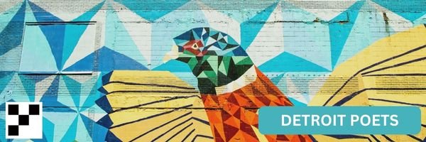 Graffiti image of a blue bird. Text says Detroit Poets